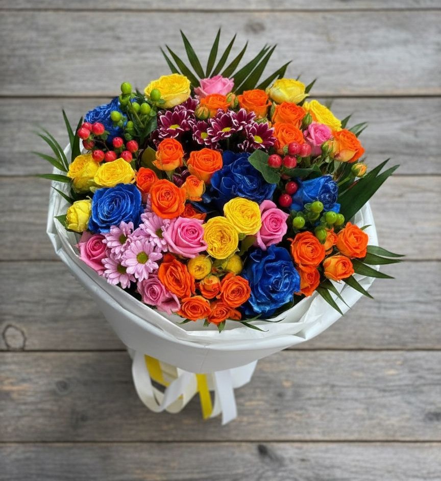 Букет цветов из: Розы и Хризантемы в Высоцком