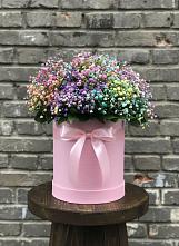 Цветочная композиция из Гипсофила и Розы в шляпной коробке #REPLACE_PRED# Высоцком