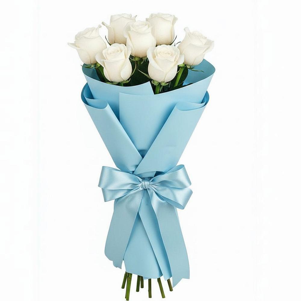 Букет 7 белых роз Проуд в Высоцком