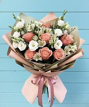 Букет цветов из:  Розы, Альстромерии и Лизиантусы в Высоцком