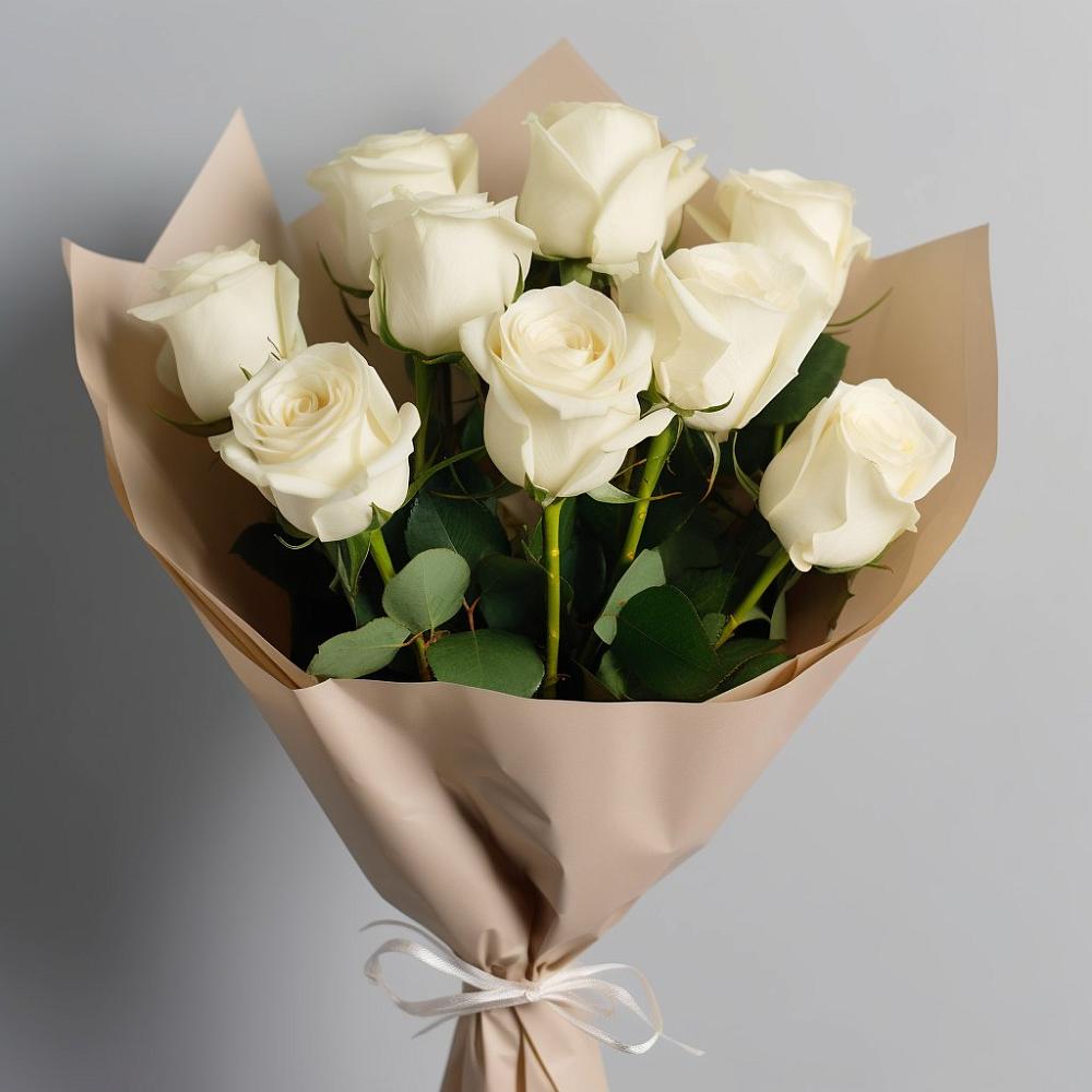 Букет 9 Белых роз Эдлесс Лав в Высоцком