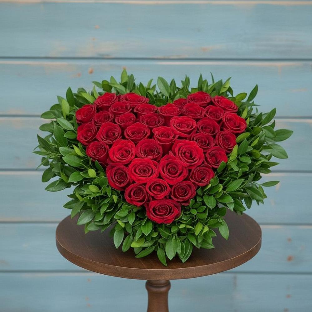 Цветочная композиция из Розы в виде сердца в Высоцком