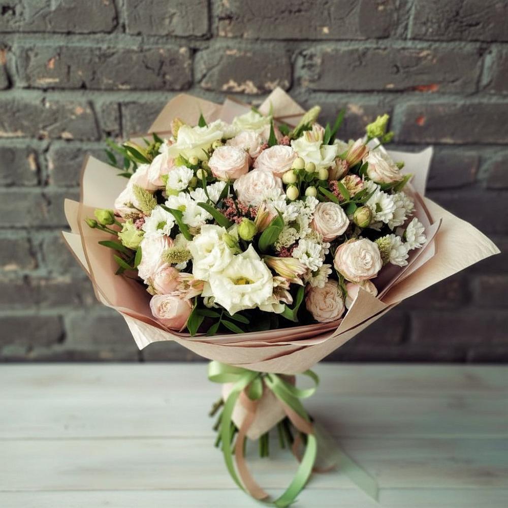 Букет цветов из: Альстромерии, Розы и Хризантемы в Высоцком