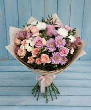 Букет цветов из:  Хризантемы, Розы и Альстромерии в Высоцком