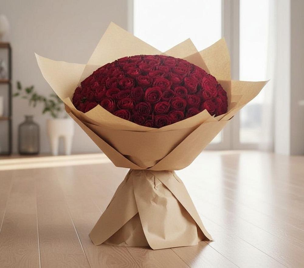 Букет 101 Красная роза в Высоцком