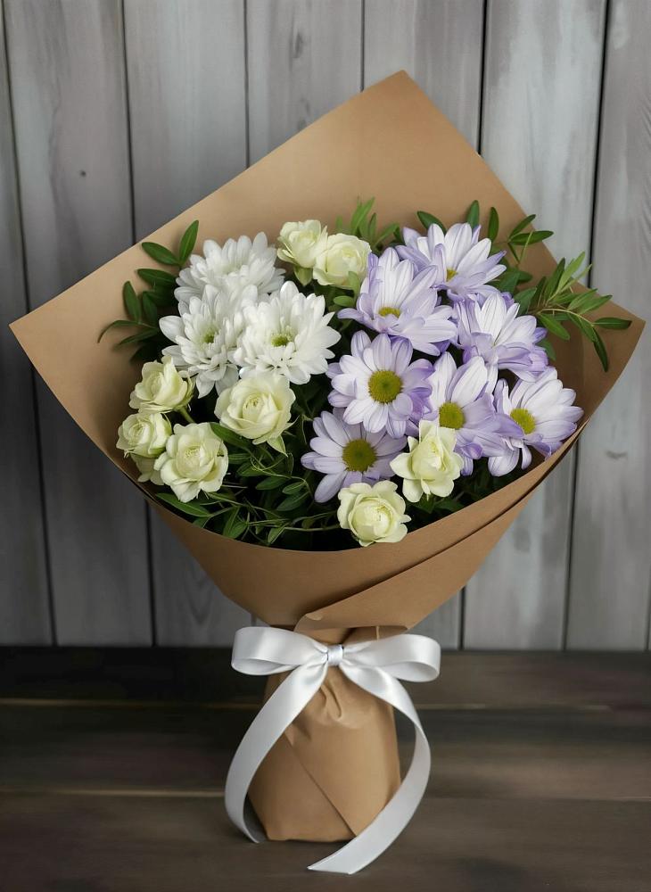 Букет цветов из: Хризантемы и Розы в Высоцком